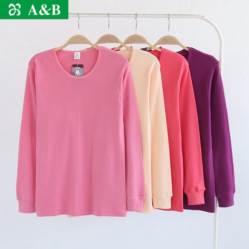 AB单件纯绵妈妈老人圆领保暖内衣