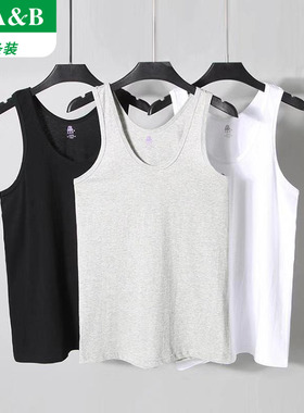 2条装 AB内衣专柜正品 男士精梳纯棉背心 宽松版透气吸汗全棉汗衫