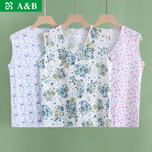 夏季纯棉无袖V领开衫T恤s724背心