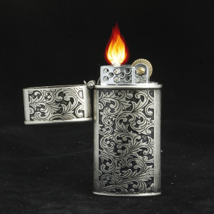 男友珍藏中国风复古雕花金属唐草煤油打火机 父亲收藏精品礼物863