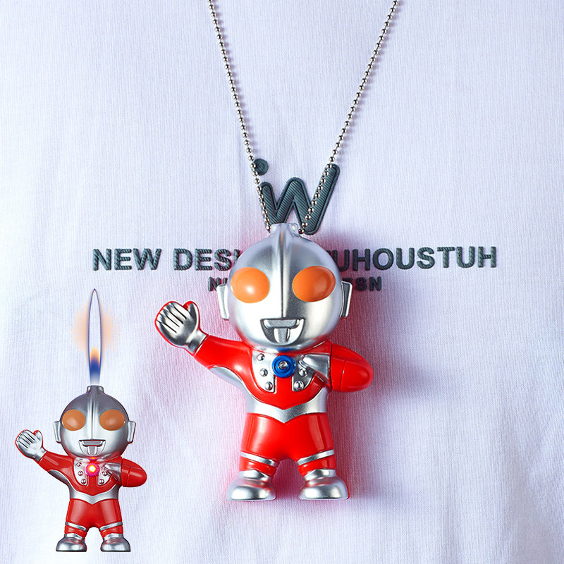 创意配饰挂链多功能能量灯光奥特曼塑料人偶造型玩具 带打火机