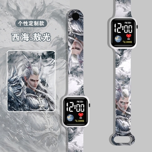 新款 哪吒魔童闹海电子表儿童可爱敖丙卡通炫酷led学生哪吒男手表