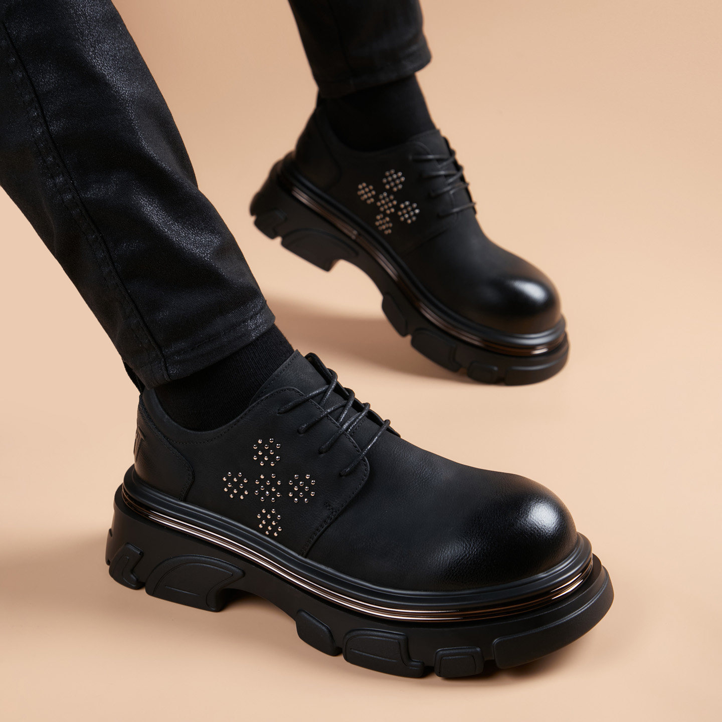 厚底休闲德比鞋2026新款增高皮鞋男款真皮英伦风百搭高端潮流男鞋,流行男鞋,休闲皮鞋,淘宝优惠券,粉丝福利购,淘宝优惠卷