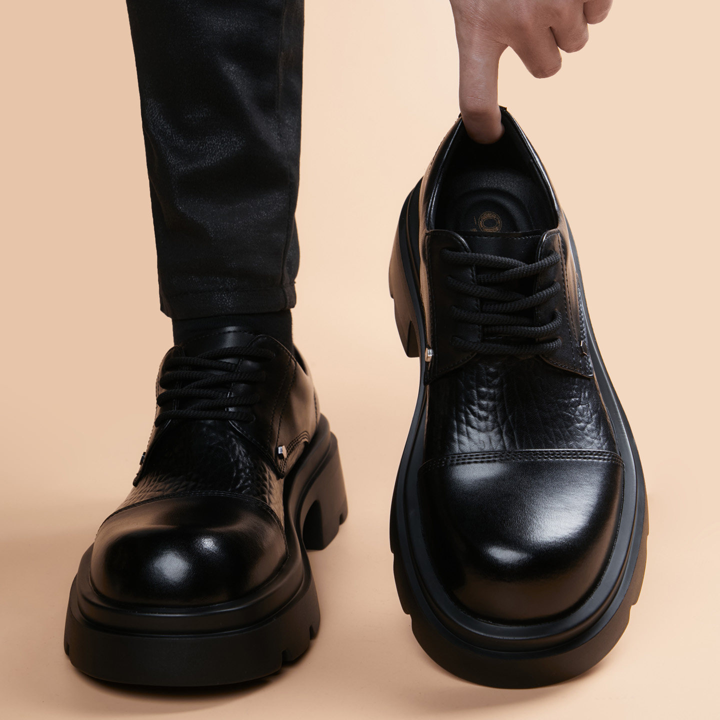 厚底增高皮鞋男士2026春季新款年轻款商务正装休闲潮流英伦时尚鞋,流行男鞋,休闲皮鞋,淘宝优惠券,粉丝福利购,淘宝优惠卷