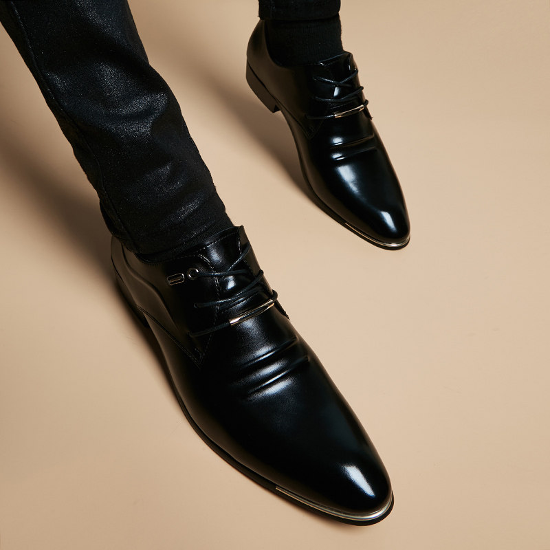 皮鞋男士真皮年轻款商务正装休闲韩版潮流软皮软底透气内增高男鞋
