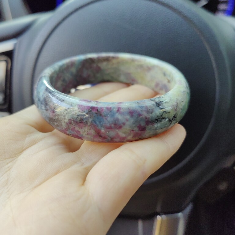 {珑心珠宝}【知画】红蓝宝手镯  红绿宝 小圈口  复古 天然