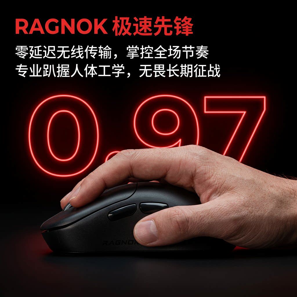 RAGNOK电竞专用fps轻量化三模办公游戏鼠标无线8K回报率磁吸充电