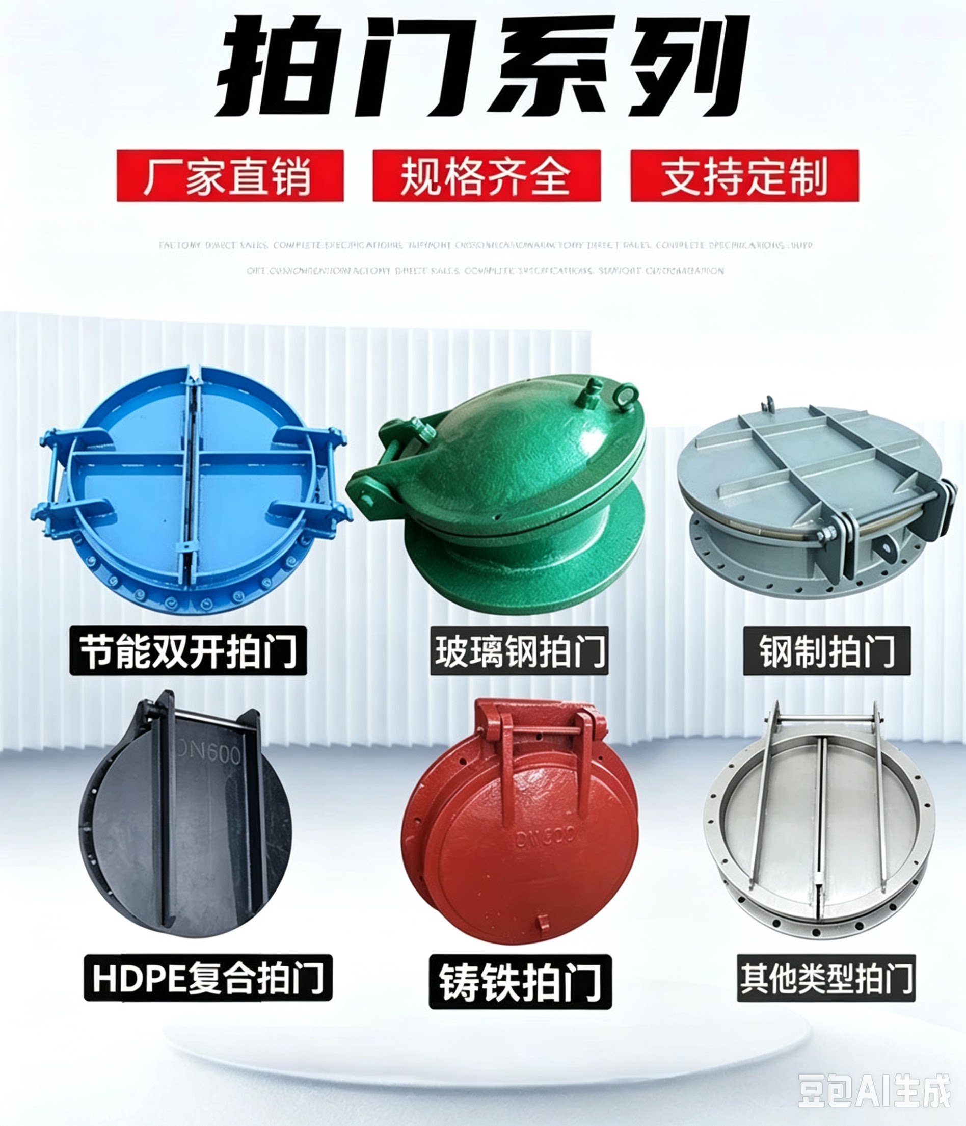 市政防倒灌排水玻璃钢拍门