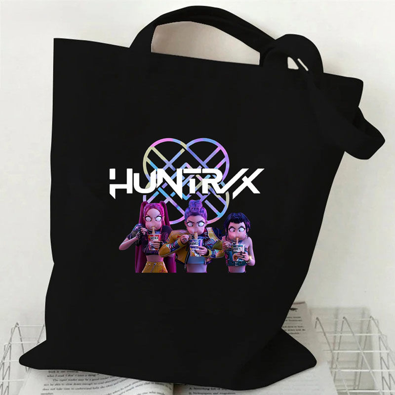 KPOP猎魔女团电影周边印花帆布包女学生上课大容量外出单肩手提袋