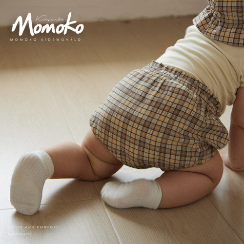 momoko格子短裤大屁屁裤