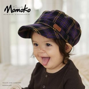 婴儿帽子春秋毛呢平顶帽新生幼儿大檐帽男童女宝宝春遮阳儿童帽子