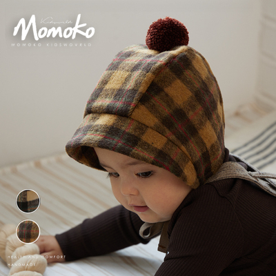 momoko仿毛呢婴幼儿格子帽