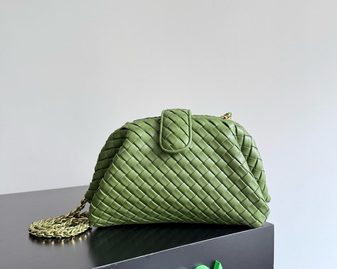 25新款手工编织女包lauren链条手拿包羊皮手提腋下单肩云朵晚宴包