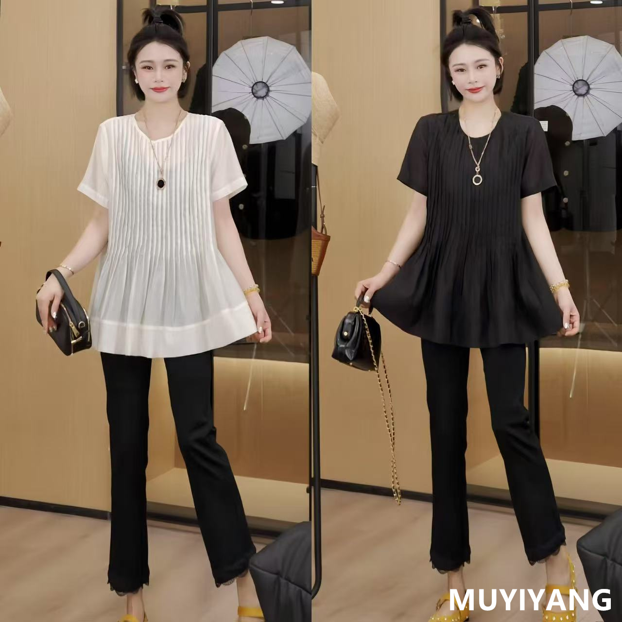 高定设计短袖衬衫女2025夏季新款高级洋气白色衬衣褶皱宽松上衣女