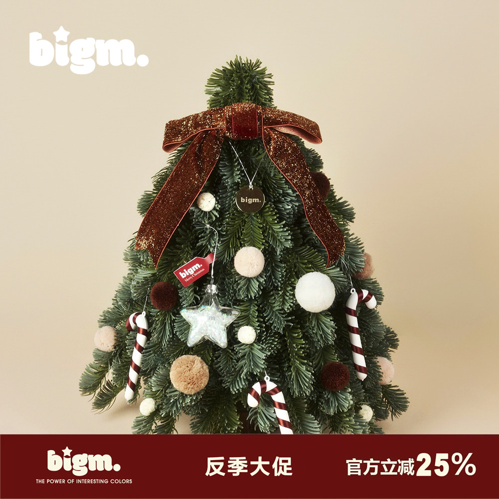 bigm仿真诺贝松新年圣诞树袜花环袜门挂女朋友节日礼品物家居摆件