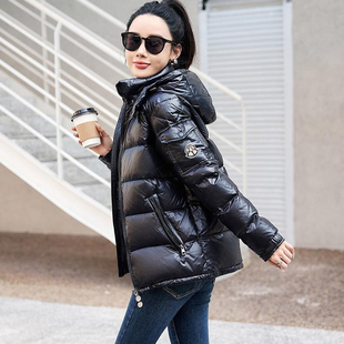 情侣外套 短款 秋冬新款 羽绒服女士加厚连帽亮面东北M蒙家玛雅经典