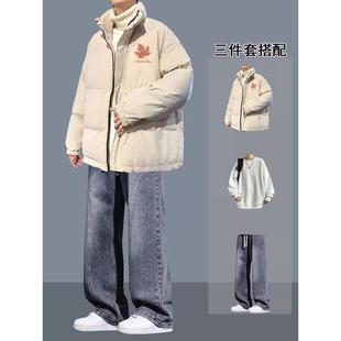 冬装棉服套装男款青少年保暖痞帅搭配一整套潮流加厚棉衣外套男装