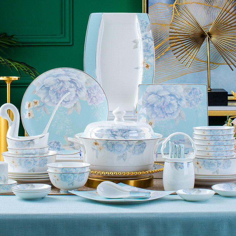 2024碗碟碗盘套装家用新款轻奢骨瓷餐具景德镇组合乔迁送礼豪华碗,餐饮具,餐具瓷器套装,淘宝优惠券,粉丝福利购,淘宝优惠卷