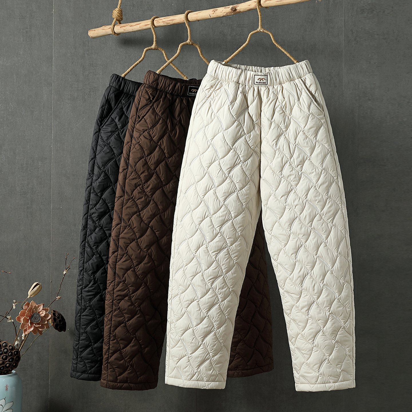 羽绒棉裤女冬季新款弯刀裤