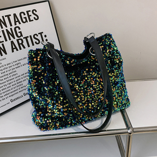 2025新款blingbling亮片包包网红时尚百搭单肩斜挎手提女包托特包