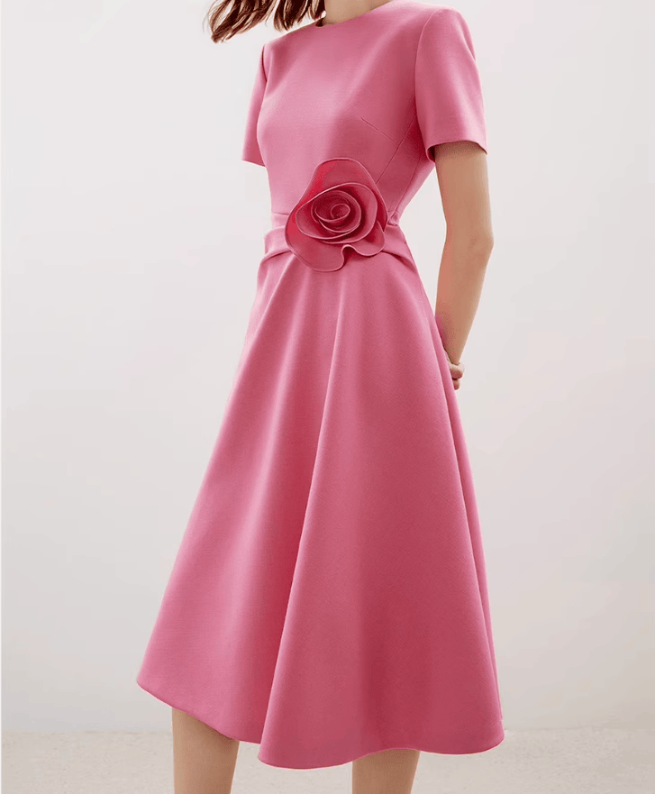 气质时尚立体花通勤连衣裙