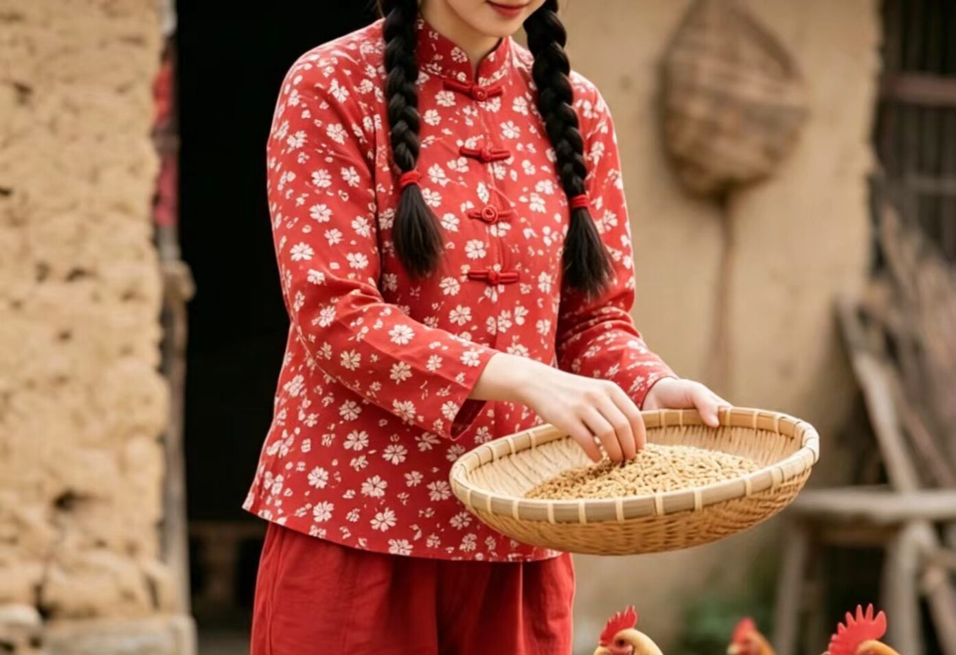 抖音快手直播采茶服采茶园村姑碎花乡村演出服小品拍摄服村花服装