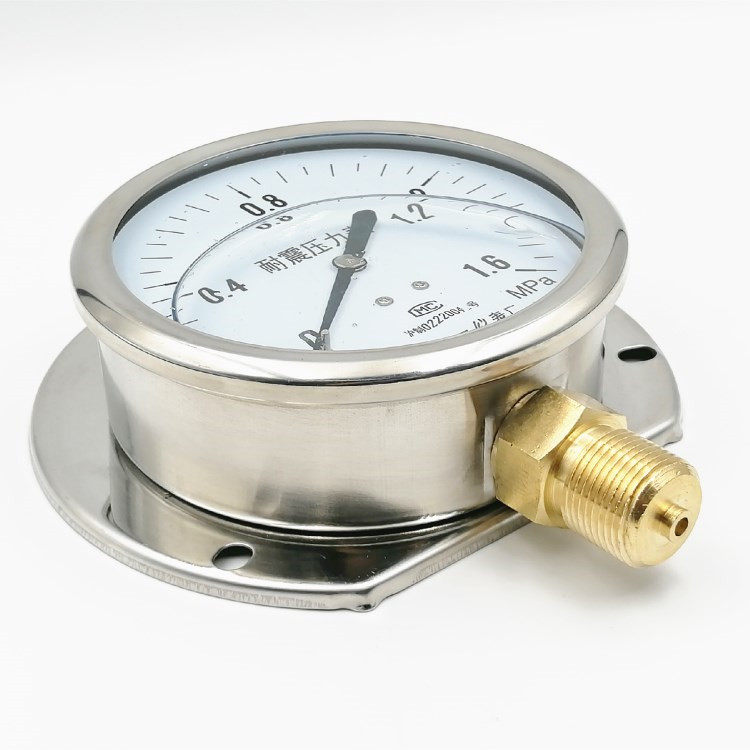 上海 yn100t径向带边耐震压力表船用油压液压水压表0-1.6mpa