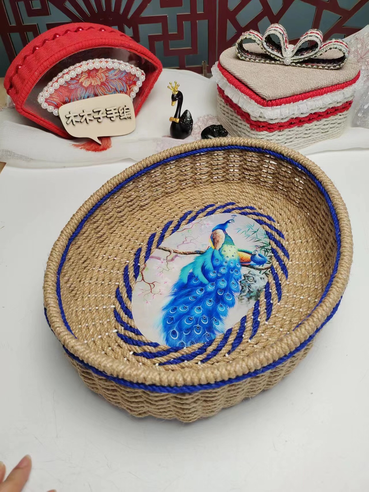 创意制作收纳筐手工diy材料包花篮编织新手套餐麻绳定制自制配件