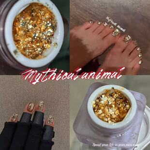 大闪片甲油胶金灿灿秋冬新款金箔甲油胶金箔甲油胶