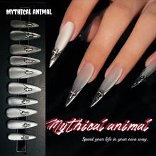 献祭月光磨砂猫眼精致纯手工穿戴甲秋冬高级感轻奢成品中长款美甲