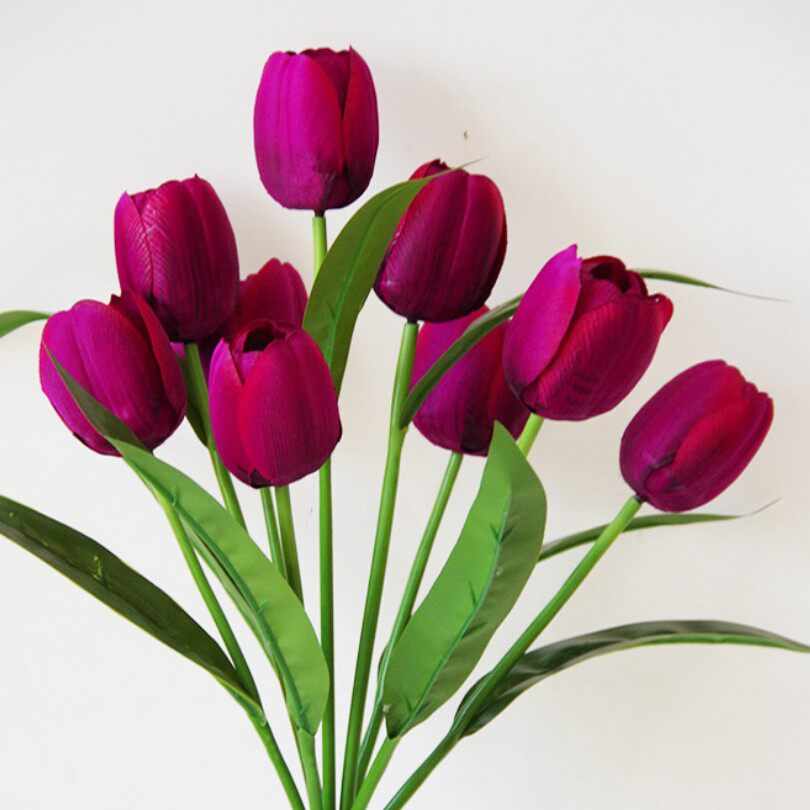 郁金香假花客厅餐厅电视柜装饰花束栅栏花坛花槽工程用摆放花卉