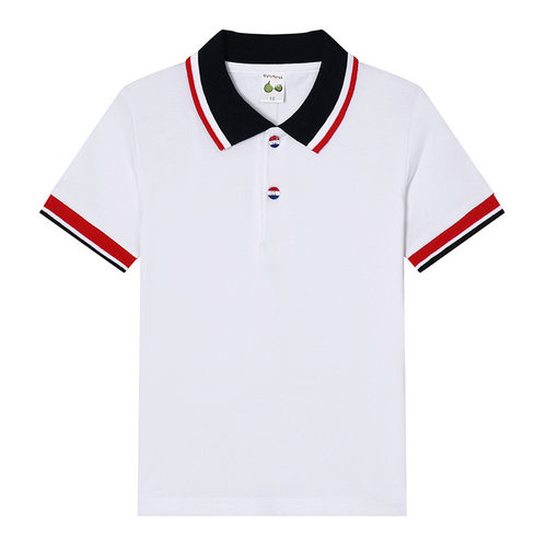 夏季儿童t恤短袖纯色男女童翻领polo衫小学生印制班服校服定logo