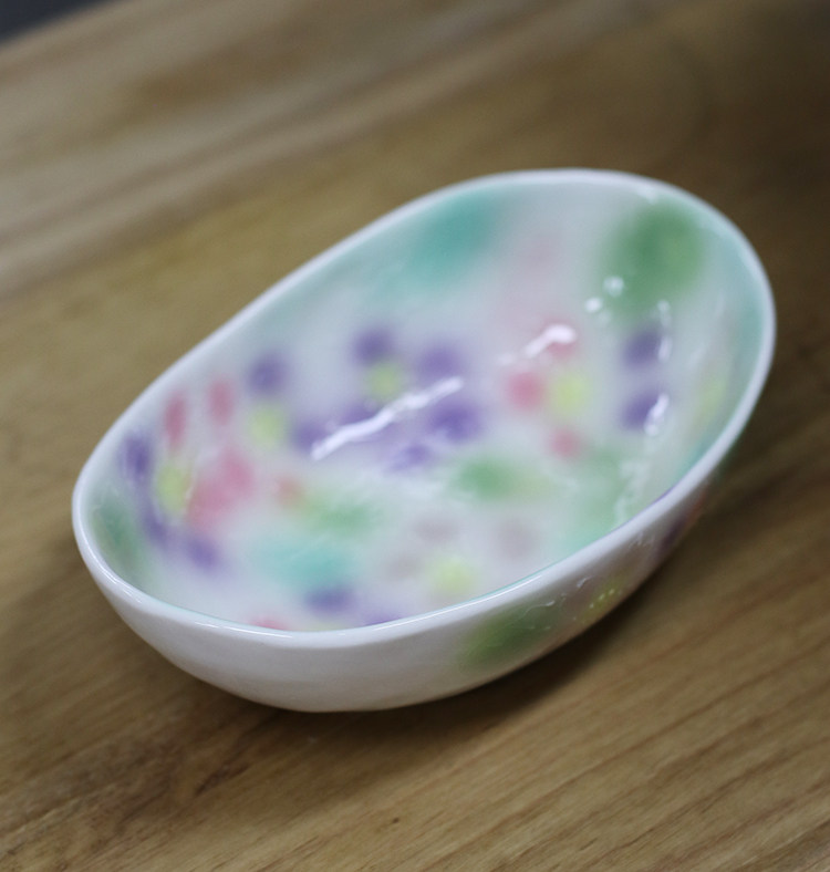 外贸出口日本陶瓷餐具手工手绘日式 瓷器 汤盆 水果盆 灿烂 紫色