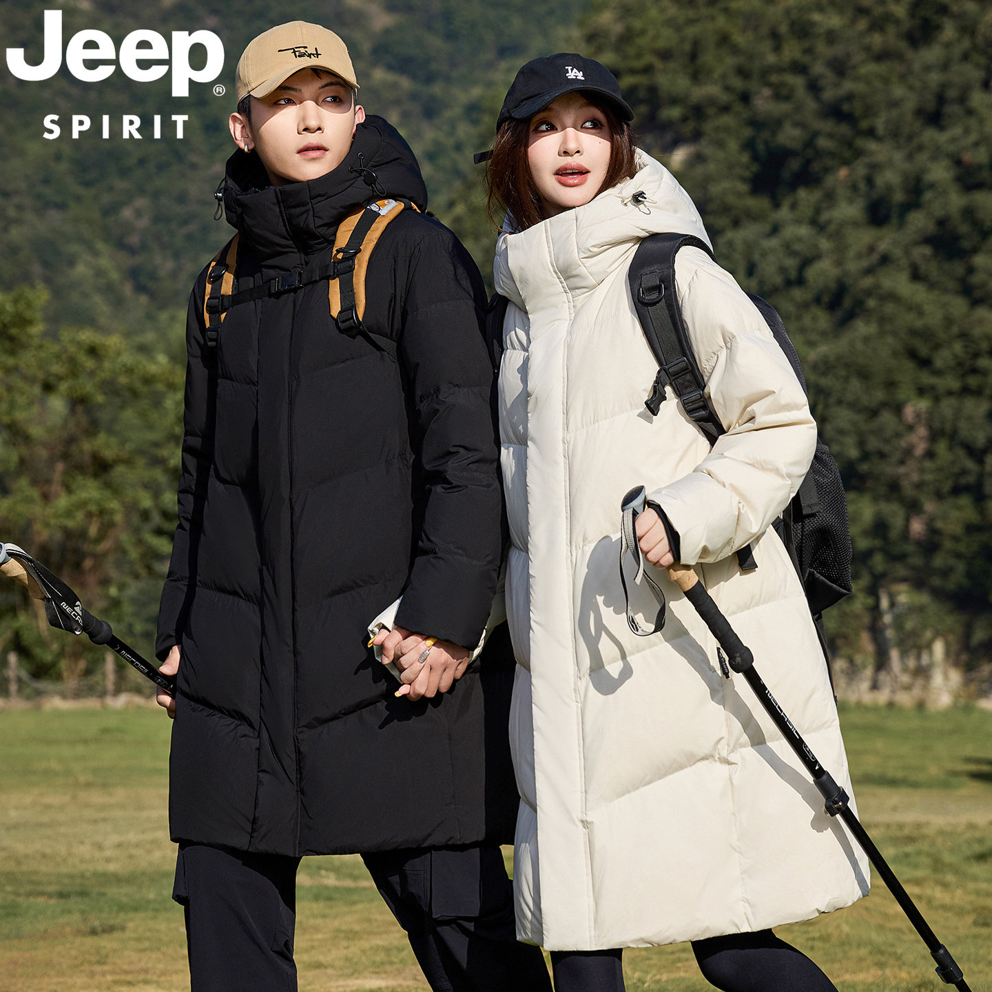 JEEP吉普高端羽绒服男女中长款2025冬季新款情侣防寒加厚保暖外套