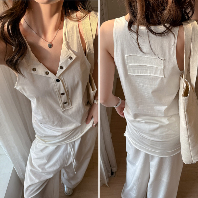 设计感纯棉大版简约百搭打底长款小背心女内搭可外穿吊带无袖上衣