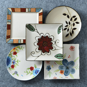 创意家居装饰手绘盘11寸大盘菜盘挂盘西餐盘牛排盘平盘陶瓷盘子