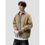 26春美式格子翻领潮拼接男士外套高级宽松短款上衣705-JK5886-P75，女装短外套，星座705