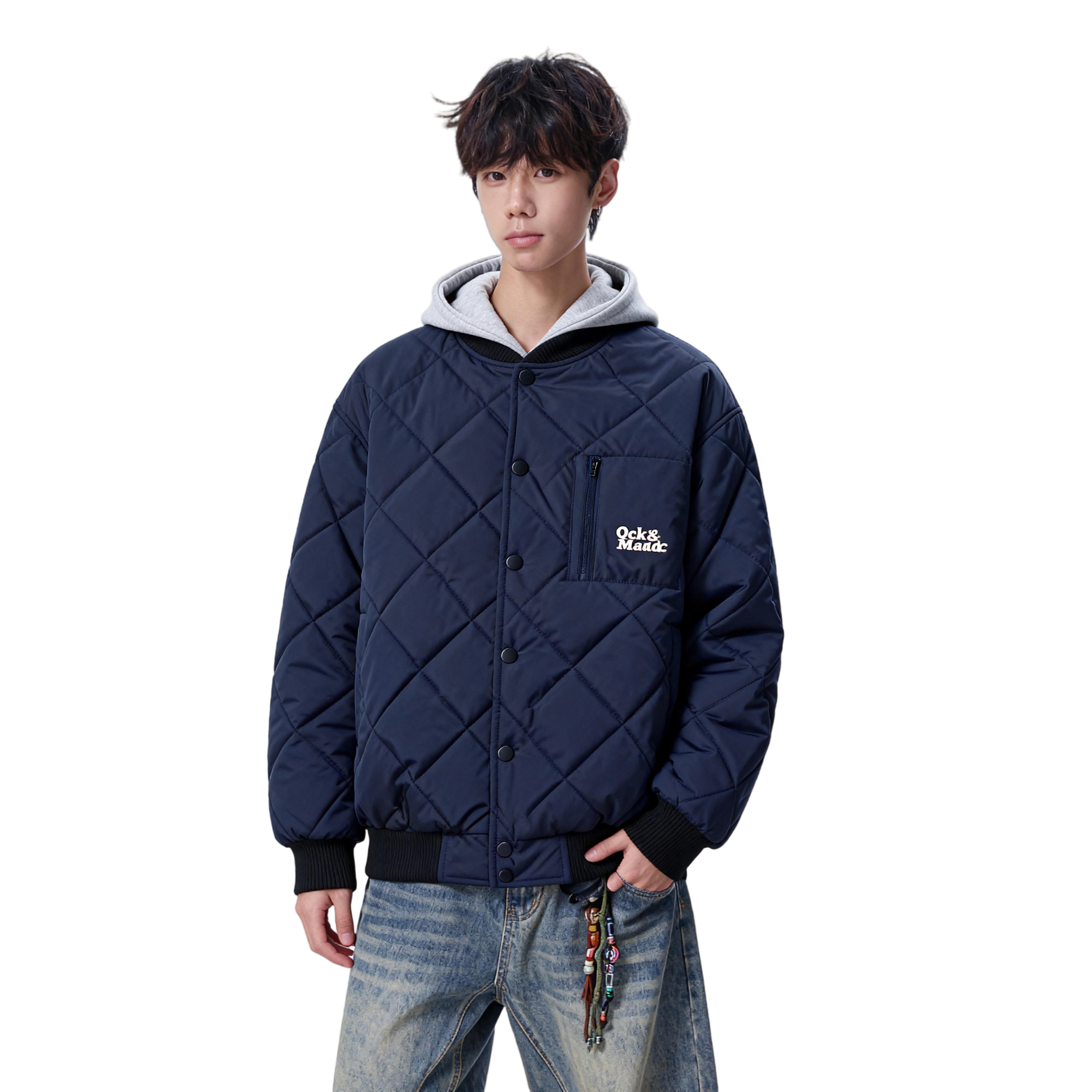 25冬高智风可拆卸毛领菱形格棉衣男休闲棉服外套705-M3702-特P88,男装棉衣,星座705