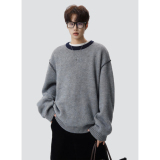 26春老钱风撞色手工明线圆领套头重磅男女情侣毛衣705-Y816-TP55，男装针织衫/毛衣，星座705