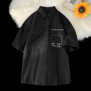 2025夏装新款时尚男贴标印花港风短袖衬衣 705-C03-P50控68,男装T恤,星座705