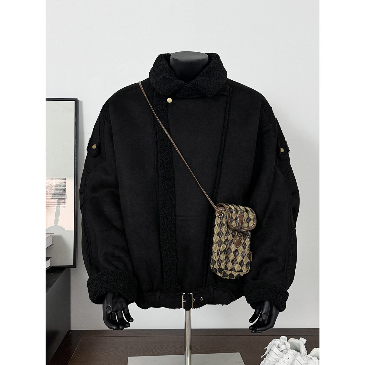 25冬新美拉德皮毛一体加厚外套保暖机车棉服暗黑风潮705-M71-P128,男装棉衣,星座705