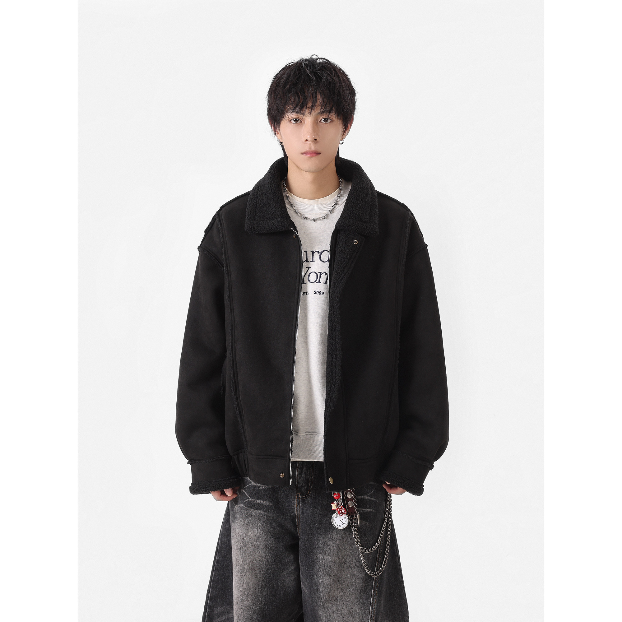 25冬季新款美拉德皮毛一体加厚外套保暖机车棉服潮705-M72-P120,男装棉衣,星座705