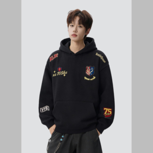 26春美式高街徽章刺绣外套连帽卫衣情侣男宽松705-WY1661-TP48，女装短外套，星座705