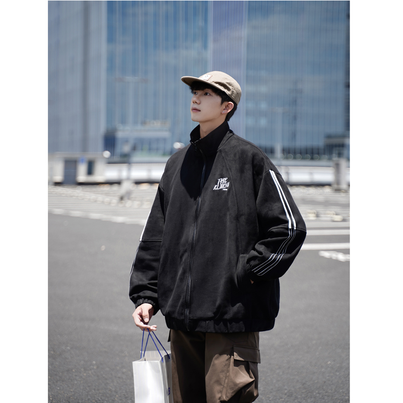 2025秋装新款刺绣立领鹿皮绒男夹克外套港风705-W8823-P75控108，男装夹克，星座705