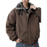 25冬复古美拉德毛领加厚暖外套宽松十字架潮棉服特批M3691-P108，男装棉衣，星座705