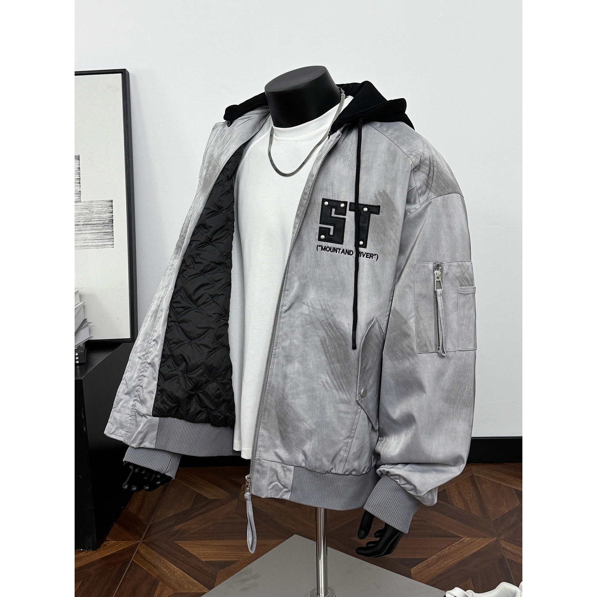 2025冬新款美式高街潮扎染可拆帽棒球领加厚棉衣外套705-M76-P125,男装棉衣,星座705