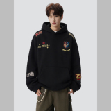 26春美式高街徽章刺绣外套连帽卫衣情侣男宽松705-WY1661-TP48，女装短外套，星座705