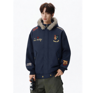 【三色现货高品质】复古刺绣徽章拆卸帽毛领棉服705-M73699-P100，男装棉衣，星座705