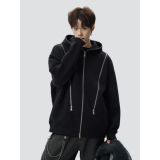 26春美式解构多拉链连帽开衫卫衣男女秋冬廓形外套705-WY1663-P58，女装短外套，星座705