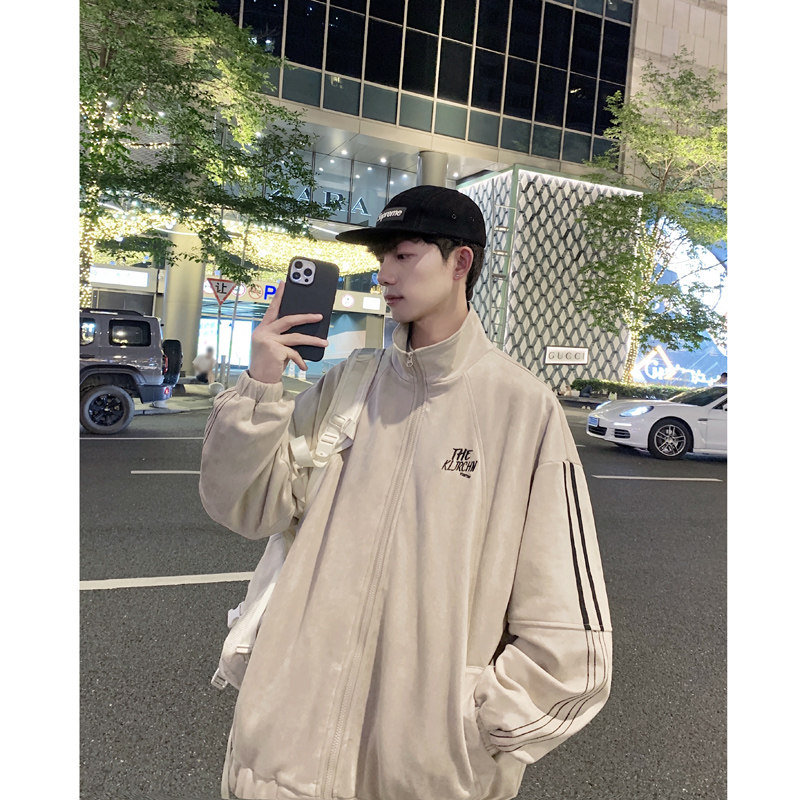 2025秋装新款刺绣立领鹿皮绒男夹克外套港风705-W8823-P75控108,男装夹克,星座705